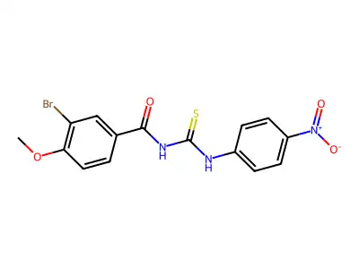 3-bromo-4-methoxy-N-[(4-nitrophenyl)carbamothioyl]benzamide structure