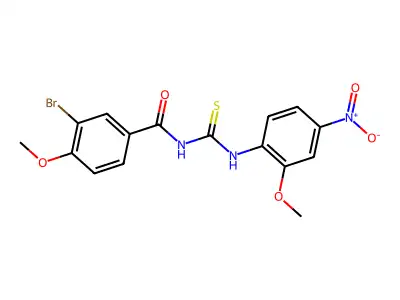 3-bromo-4-methoxy-N-[(2-methoxy-4-nitrophenyl)carbamothioyl]benzamide structure