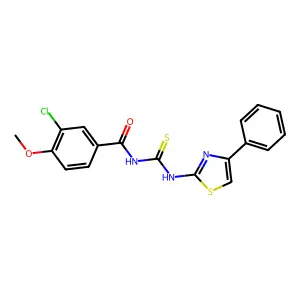 3-chloro-4-methoxy-N-[(4-phenyl-1,3-thiazol-2-yl)carbamothioyl]benzamide structure
