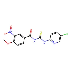 N-[(5-chloropyridin-2-yl)carbamothioyl]-4-methoxy-3-nitrobenzamide structure