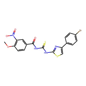 N-[[4-(4-bromophenyl)-1,3-thiazol-2-yl]carbamothioyl]-4-methoxy-3-nitrobenzamide structure