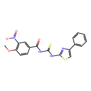 4-methoxy-3-nitro-N-[(4-phenyl-1,3-thiazol-2-yl)carbamothioyl]benzamide structure