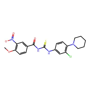 N-[(3-chloro-4-piperidin-1-ylphenyl)carbamothioyl]-4-methoxy-3-nitrobenzamide structure