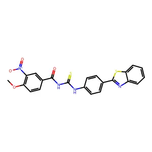N-[[4-(1,3-benzothiazol-2-yl)phenyl]carbamothioyl]-4-methoxy-3-nitrobenzamide structure