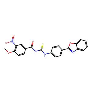 N-[[4-(1,3-benzoxazol-2-yl)phenyl]carbamothioyl]-4-methoxy-3-nitrobenzamide structure