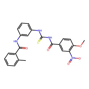 4-methoxy-N-[[3-[(2-methylbenzoyl)amino]phenyl]carbamothioyl]-3-nitrobenzamide structure