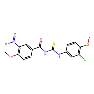 N-(3-chloro-4-methoxyphenyl)-N'-{3-nitro-4-methoxybenzoyl}thiourea structure