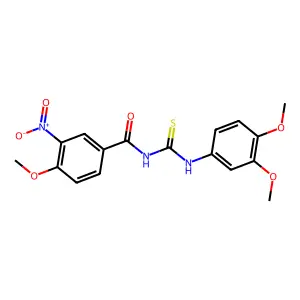N-[(3,4-dimethoxyphenyl)carbamothioyl]-4-methoxy-3-nitrobenzamide structure
