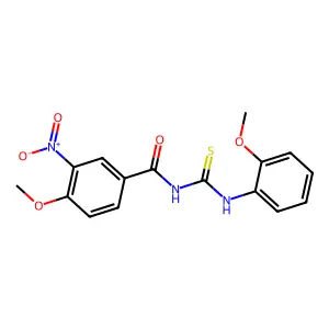 N-{3-nitro-4-methoxybenzoyl}-N'-(2-methoxyphenyl)thiourea structure