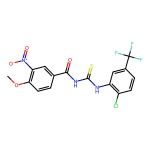N-[[2-chloro-5-(trifluoromethyl)phenyl]carbamothioyl]-4-methoxy-3-nitrobenzamide structure