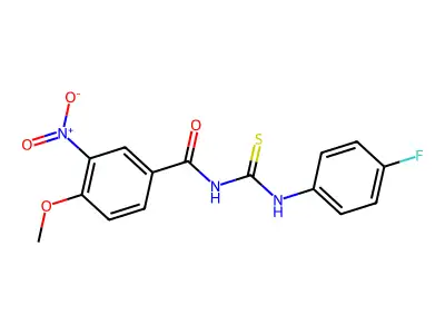 N-[(4-fluorophenyl)carbamothioyl]-4-methoxy-3-nitrobenzamide structure