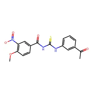 N-(3-acetylphenyl)-N'-{3-nitro-4-methoxybenzoyl}thiourea structure