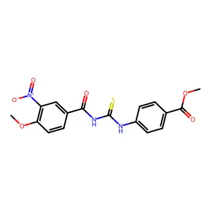 Methyl 4-({[(4-methoxy-3-nitrophenyl)carbonyl]carbamothioyl}amino)benzoate structure