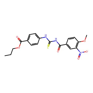 Propyl 4-({[(4-methoxy-3-nitrophenyl)carbonyl]carbamothioyl}amino)benzoate structure