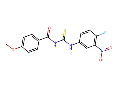 N-[(4-fluoro-3-nitrophenyl)carbamothioyl]-4-methoxybenzamide structure