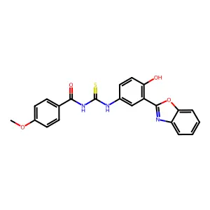 N-{[3-(1,3-benzoxazol-2-yl)-4-hydroxyphenyl]carbamothioyl}-4-methoxybenzamide structure