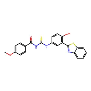 N-[3-(1,3-benzothiazol-2-yl)-4-hydroxyphenyl]-N'-(4-methoxybenzoyl)thiourea structure
