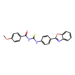 N-[[4-(1,3-benzoxazol-2-yl)phenyl]carbamothioyl]-4-methoxybenzamide structure
