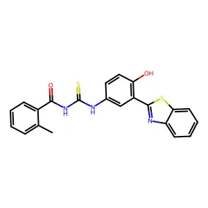 N-[3-(1,3-benzothiazol-2-yl)-4-hydroxyphenyl]-N'-(2-methylbenzoyl)thiourea structure