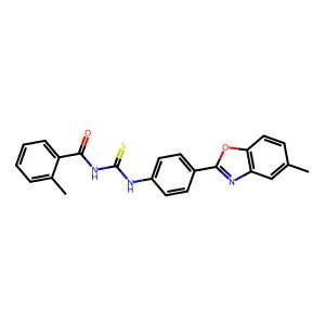 2-methyl-N-[[4-(5-methyl-1,3-benzoxazol-2-yl)phenyl]carbamothioyl]benzamide structure
