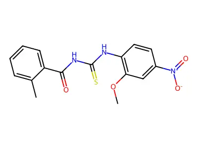 N-[(2-methoxy-4-nitrophenyl)carbamothioyl]-2-methylbenzamide structure