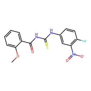 N-[(4-fluoro-3-nitrophenyl)carbamothioyl]-2-methoxybenzamide structure