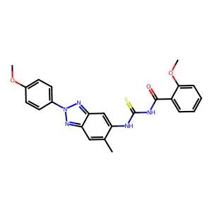 2-methoxy-N-[[2-(4-methoxyphenyl)-6-methylbenzotriazol-5-yl]carbamothioyl]benzamide structure