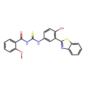 N-{[3-(1,3-benzothiazol-2-yl)-4-hydroxyphenyl]carbamothioyl}-2-methoxybenzamide structure