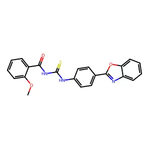 N-[4-(1,3-benzoxazol-2-yl)phenyl]-N'-(2-methoxybenzoyl)thiourea structure