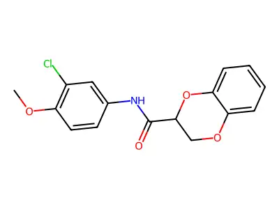 N-(3-chloro-4-methoxyphenyl)-2,3-dihydro-1,4-benzodioxine-2-carboxamide structure