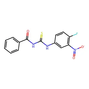 N-[(4-fluoro-3-nitrophenyl)carbamothioyl]benzamide structure