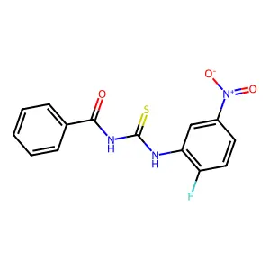N-[(2-fluoro-5-nitrophenyl)carbamothioyl]benzamide structure