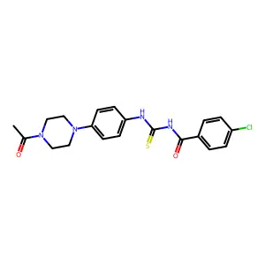 N-[[4-(4-acetylpiperazin-1-yl)phenyl]carbamothioyl]-4-chlorobenzamide structure