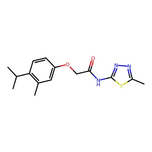 2-(3-methyl-4-propan-2-ylphenoxy)-N-(5-methyl-1,3,4-thiadiazol-2-yl)acetamide structure