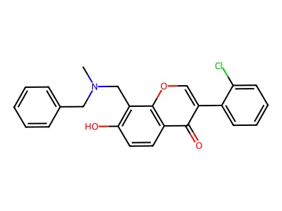 3-(2-Chlorophenyl)-7-hydroxy-8-{[methylbenzylamino]methyl}chromen-4-one structure