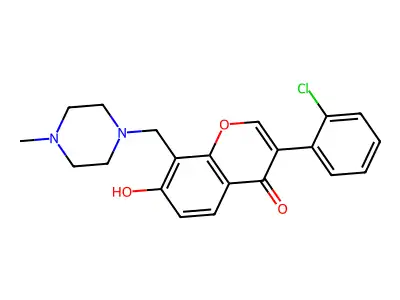 3-(2-chlorophenyl)-7-hydroxy-8-[(4-methylpiperazin-1-yl)methyl]-4H-chromen-4-one structure