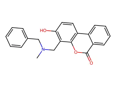 4-{[benzyl(methyl)amino]methyl}-3-hydroxy-6H-benzo[c]chromen-6-one structure