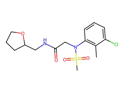 2-(3-chloro-2-methyl-N-methylsulfonylanilino)-N-(oxolan-2-ylmethyl)acetamide structure