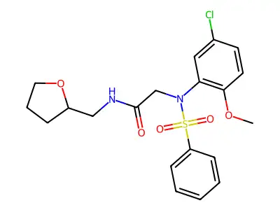 2-[N-(benzenesulfonyl)-5-chloro-2-methoxyanilino]-N-(oxolan-2-ylmethyl)acetamide structure