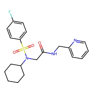 2-[cyclohexyl-(4-fluorophenyl)sulfonylamino]-N-(pyridin-2-ylmethyl)acetamide structure