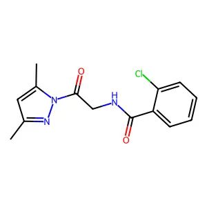 2-chloro-N-[2-(3,5-dimethyl-1H-pyrazol-1-yl)-2-oxoethyl]benzamide structure