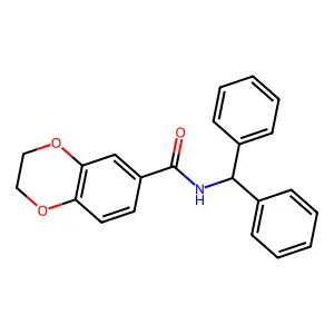 N-benzhydryl-2,3-dihydro-1,4-benzodioxine-6-carboxamide structure