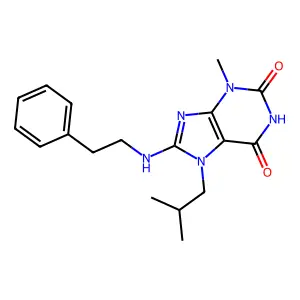 7-isobutyl-3-methyl-8-(phenethylamino)-1H-purine-2,6(3H,7H)-dione structure