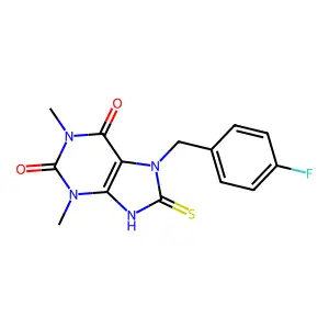 7-(4-fluorobenzyl)-8-mercapto-1,3-dimethyl-1H-purine-2,6(3H,7H)-dione structure