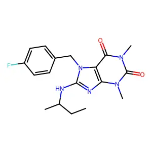 8-sec-Butylamino-7-(4-fluoro-benzyl)-1,3-dimethyl-3,7-dihydro-purine-2,6-dione structure