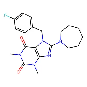 8-(azepan-1-yl)-7-(4-fluorobenzyl)-1,3-dimethyl-1H-purine-2,6(3H,7H)-dione structure
