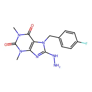 7-[(4-Fluorophenyl)methyl]-8-hydrazinyl-1,3-dimethylpurine-2,6-dione structure