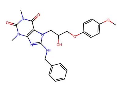 8-(benzylamino)-7-(2-hydroxy-3-(4-methoxyphenoxy)propyl)-1,3-dimethyl-1H-purine-2,6(3H,7H)-dione structure