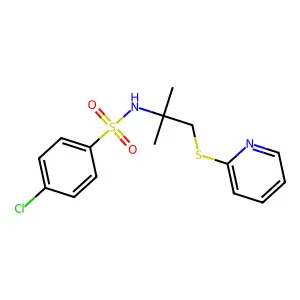 4-chloro-N-(2-methyl-1-(pyridin-2-ylthio)propan-2-yl)benzenesulfonamide structure