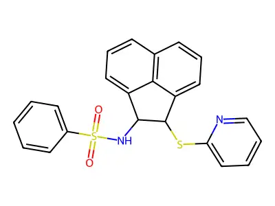 N-[2-(pyridin-2-ylsulfanyl)-1,2-dihydroacenaphthylen-1-yl]benzenesulfonamide structure